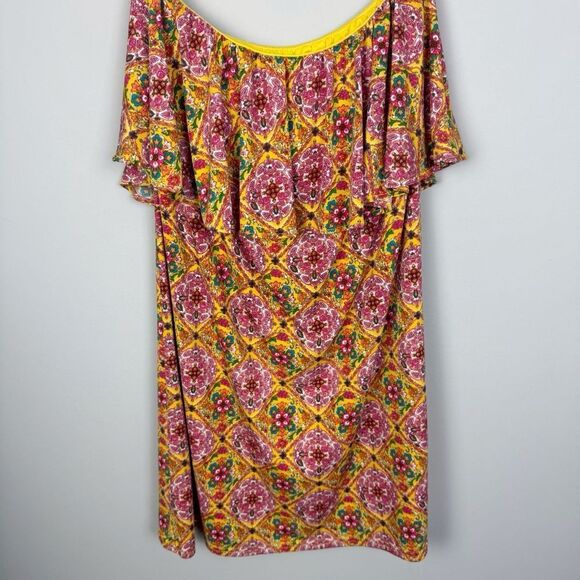 JUDITH MARCH | Floral Strapless Dress in Yellow and Pink Women’s Size Medium - Picture 7 of 8